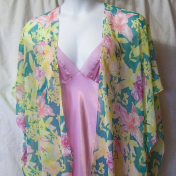 Val Mode Other - Val Mode Rosy Pink Satin Chemise Nightgown and Bonus Kimono Robe NWOT